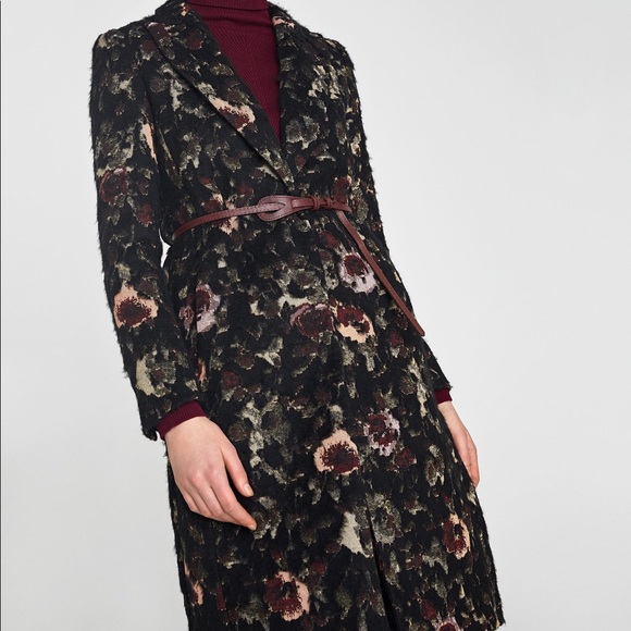 ZARA Floral Jacquard Coat - Size S - Picture 2 of 7